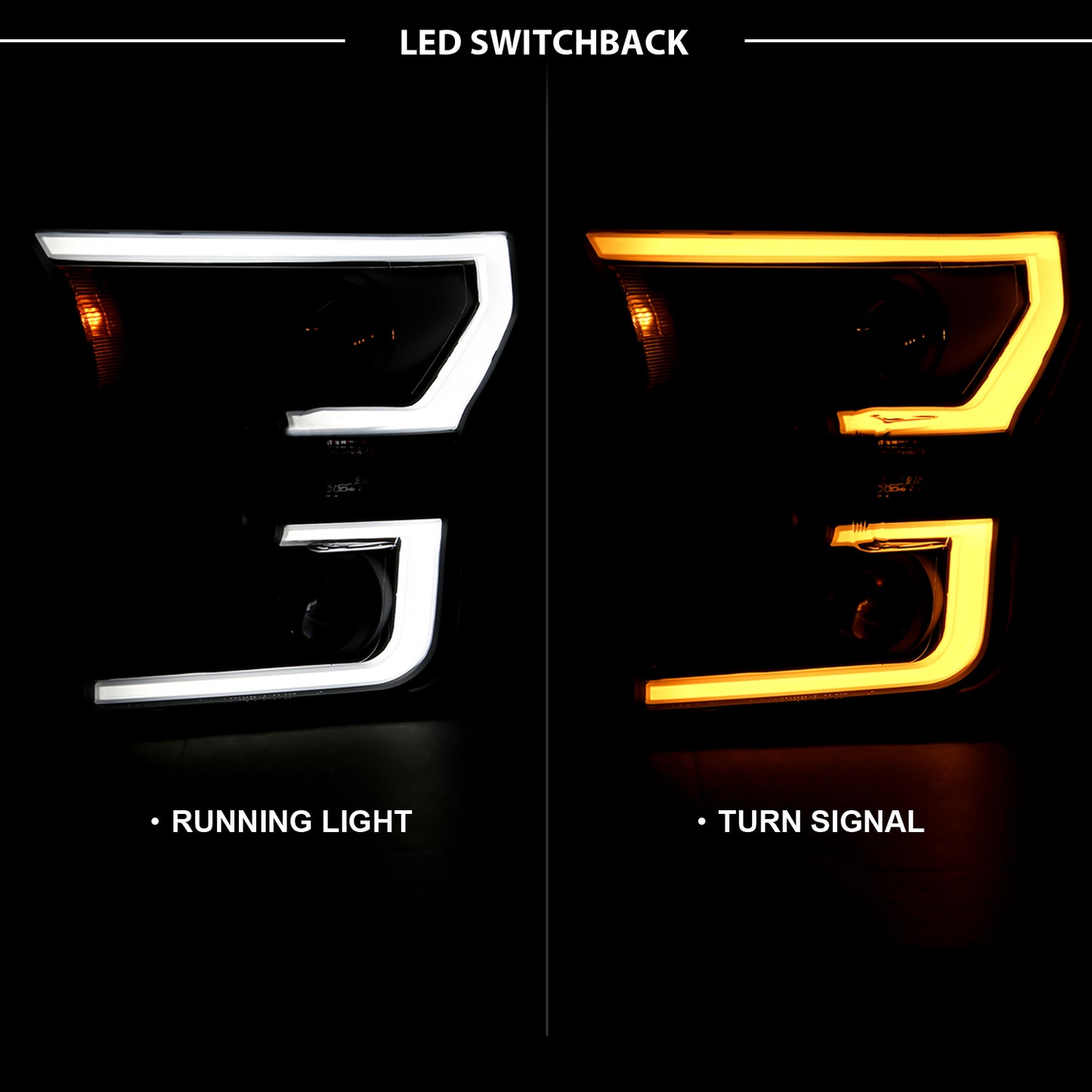 ANZO USA Projector Headlights w/ Plank Style Switchback Black w/ Amber
