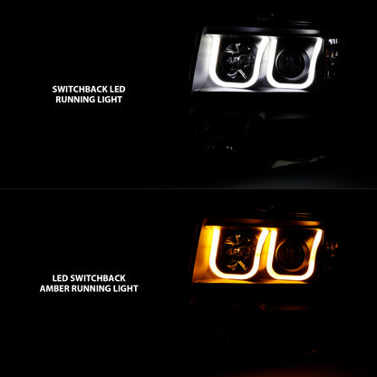 ANZO USA Projector Headlights w/ U-Bar Switchback Black w/ Amber