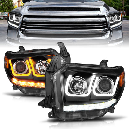ANZO USA Projector Headlights w/ U-Bar Switchback Black w/ Amber