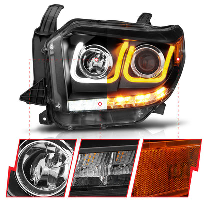ANZO USA Projector Headlights w/ U-Bar Switchback Black w/ Amber
