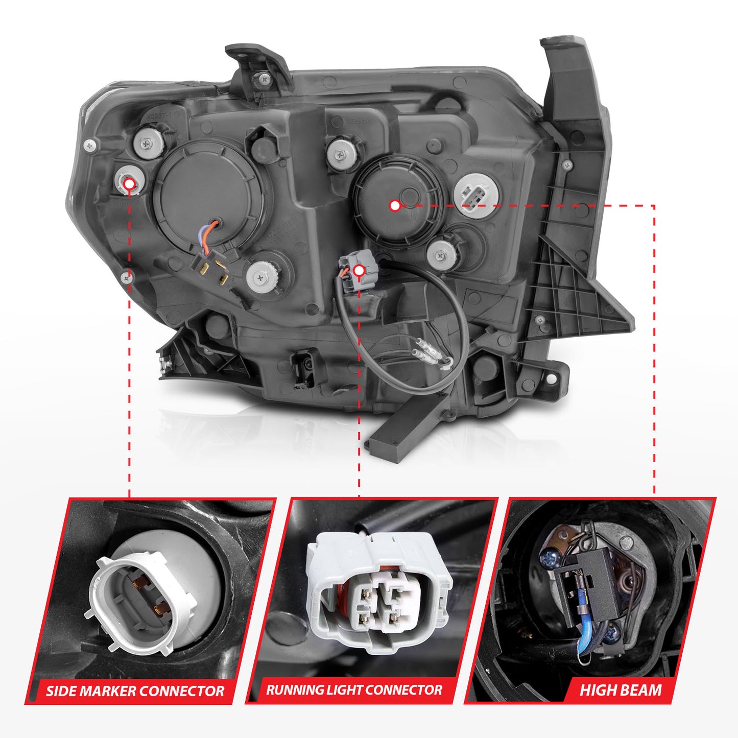 ANZO USA Projector Headlights w/ U-Bar Switchback Black w/ Amber