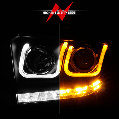 ANZO USA Projector Headlights w/ U-Bar Switchback Black w/ Amber
