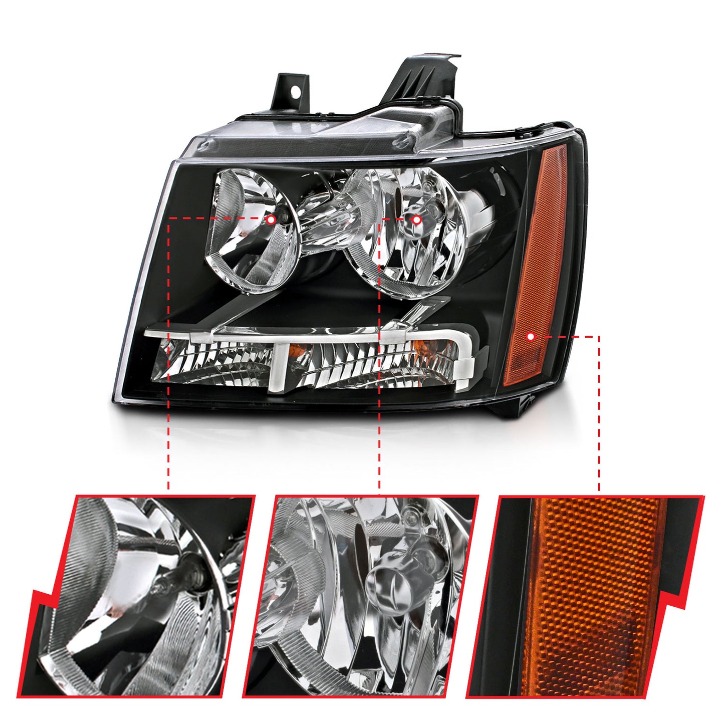 ANZO USA Crystal Headlights Black