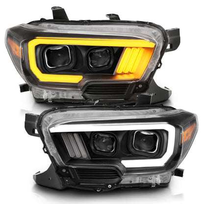 ANZO USA Projector Headlights w/ Plank Style Switchback Black w/ Amber