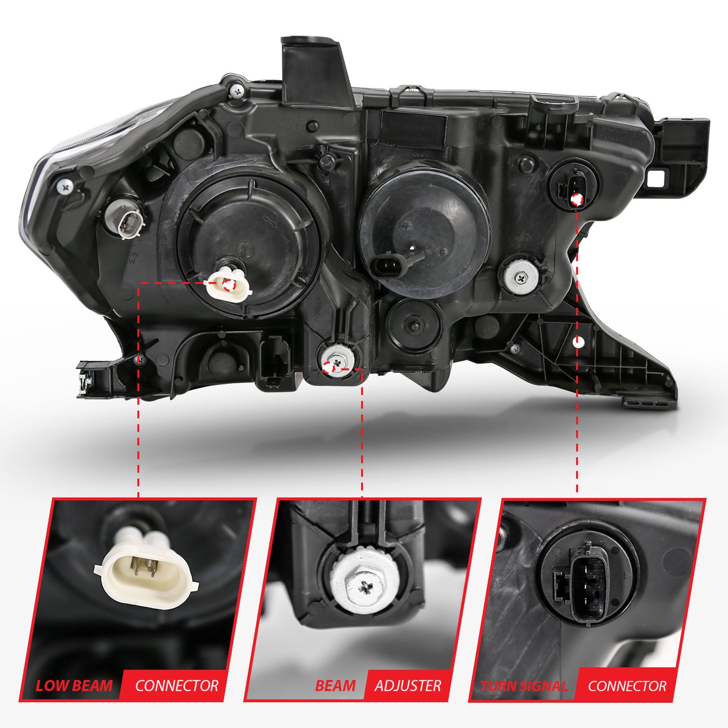 ANZO USA Projector Headlights w/ Plank Style Switchback Black w/ Amber