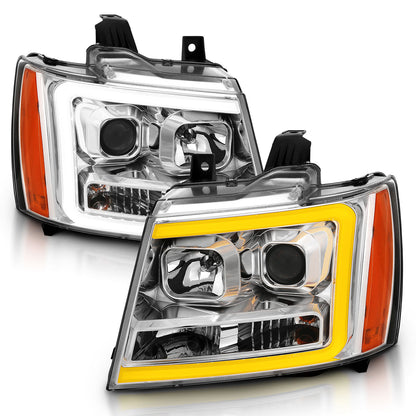 ANZO USA Projector Headlights w/ Plank Style Switchback Chrome w/ Amber