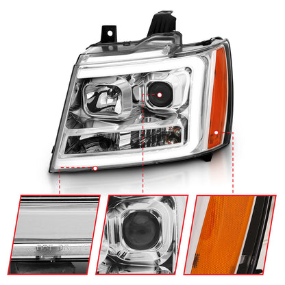 ANZO USA Projector Headlights w/ Plank Style Switchback Chrome w/ Amber