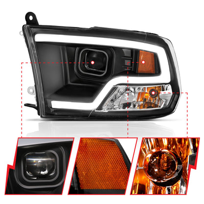 ANZO USA Projector Headlights Plank Style Design Black