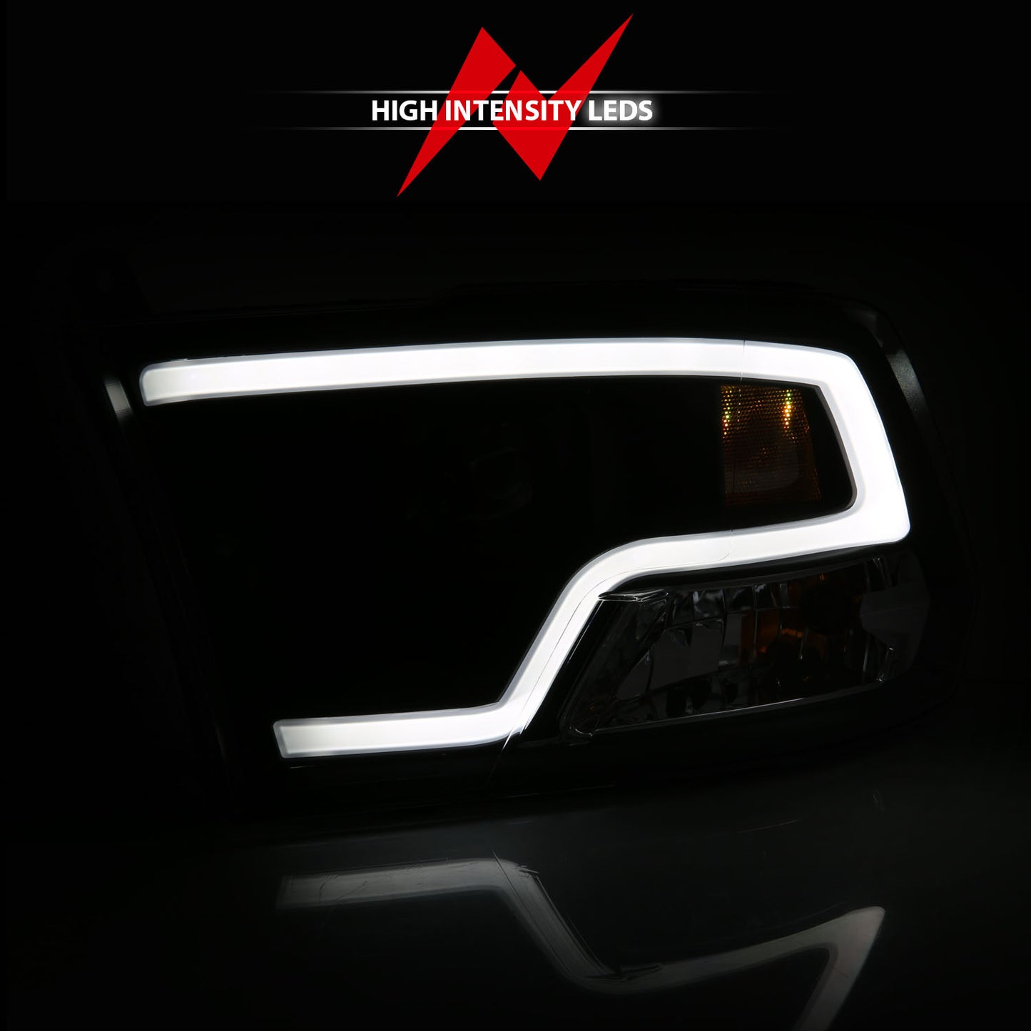 ANZO USA Projector Headlights Plank Style Design Black