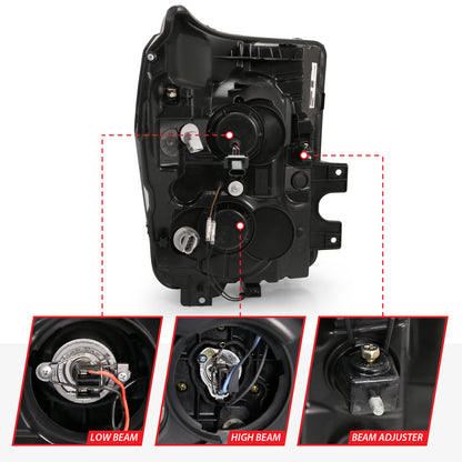 ANZO USA Projector Headlights w/ Plank Style Switchback Black w/ Amber