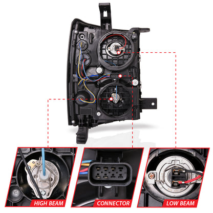 ANZO USA Projector Headlights w/ Plank Style Switchback Chrome w/ Amber