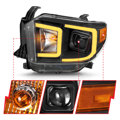 ANZO USA Projector Headlights w/ Plank Style Switchback Black w/ Amber