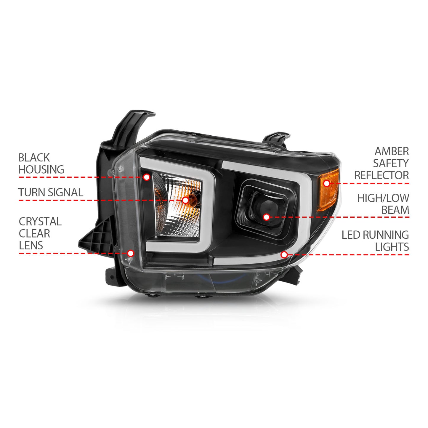 ANZO USA Projector Headlights w/ Plank Style Switchback Black w/ Amber