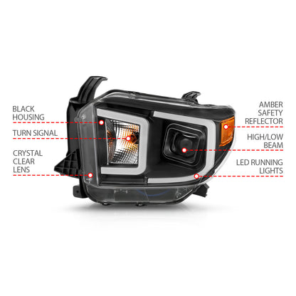 ANZO USA Projector Headlights w/ Plank Style Switchback Black w/ Amber
