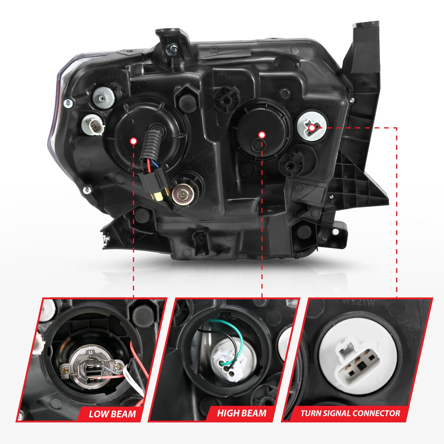 ANZO USA Projector Headlights w/ Plank Style Switchback Black w/ Amber