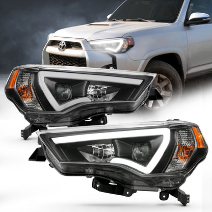 ANZO USA Projector Headlights w/ Plank Style Switchback Black w/ Amber