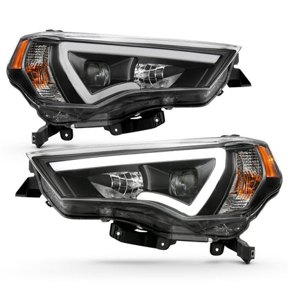 ANZO USA Projector Headlights w/ Plank Style Switchback Black w/ Amber