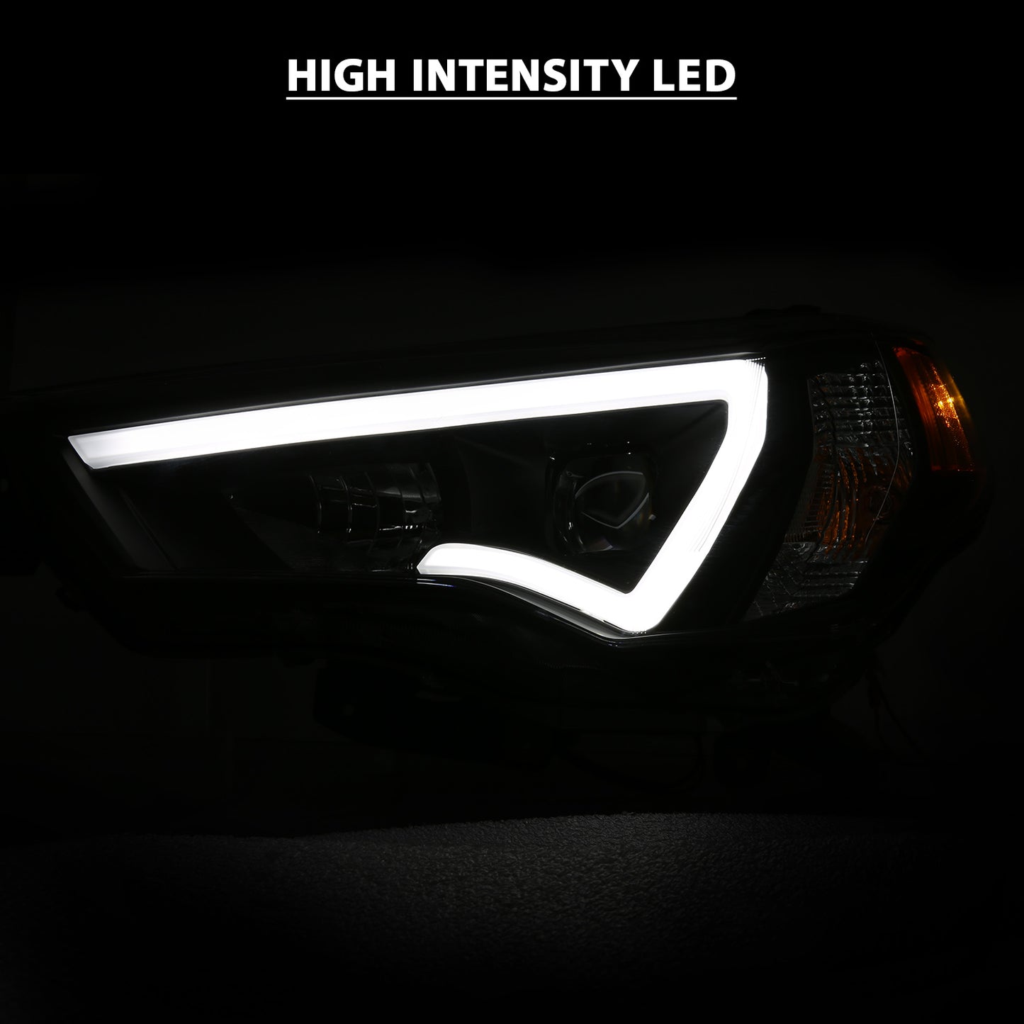 ANZO USA Projector Headlights w/ Plank Style Switchback Black w/ Amber