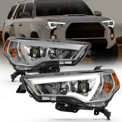 ANZO USA Projector Headlights w/ Plank Style Switchback Chrome w/ Amber