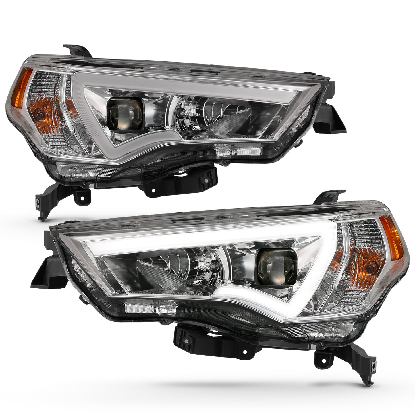 ANZO USA Projector Headlights w/ Plank Style Switchback Chrome w/ Amber