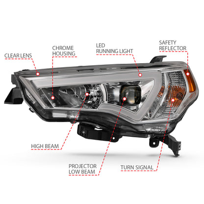 ANZO USA Projector Headlights w/ Plank Style Switchback Chrome w/ Amber