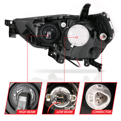 ANZO USA Projector Headlights w/ Plank Style Switchback Chrome w/ Amber