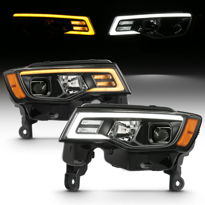 ANZO USA Projector Headlights w/ Plank Style Switchback Black w/ Amber