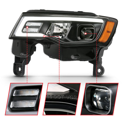 ANZO USA Projector Headlights w/ Plank Style Switchback Black w/ Amber