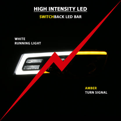 ANZO USA Projector Headlights w/ Plank Style Switchback Black w/ Amber