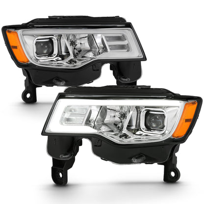 ANZO USA Projector Headlights w/ Plank Style Switchback Chrome w/ Amber