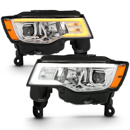 ANZO USA Projector Headlights w/ Plank Style Switchback Chrome w/ Amber