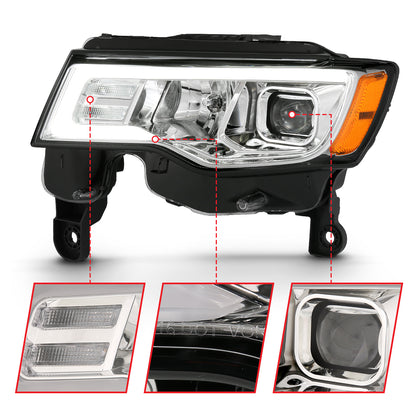 ANZO USA Projector Headlights w/ Plank Style Switchback Chrome w/ Amber
