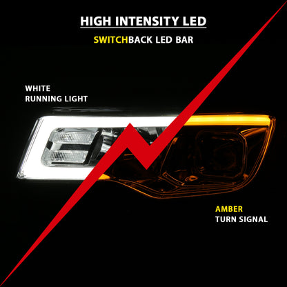 ANZO USA Projector Headlights w/ Plank Style Switchback Chrome w/ Amber