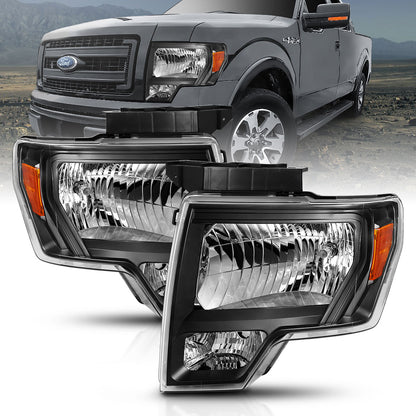 ANZO USA Crystal Headlight Black Amber