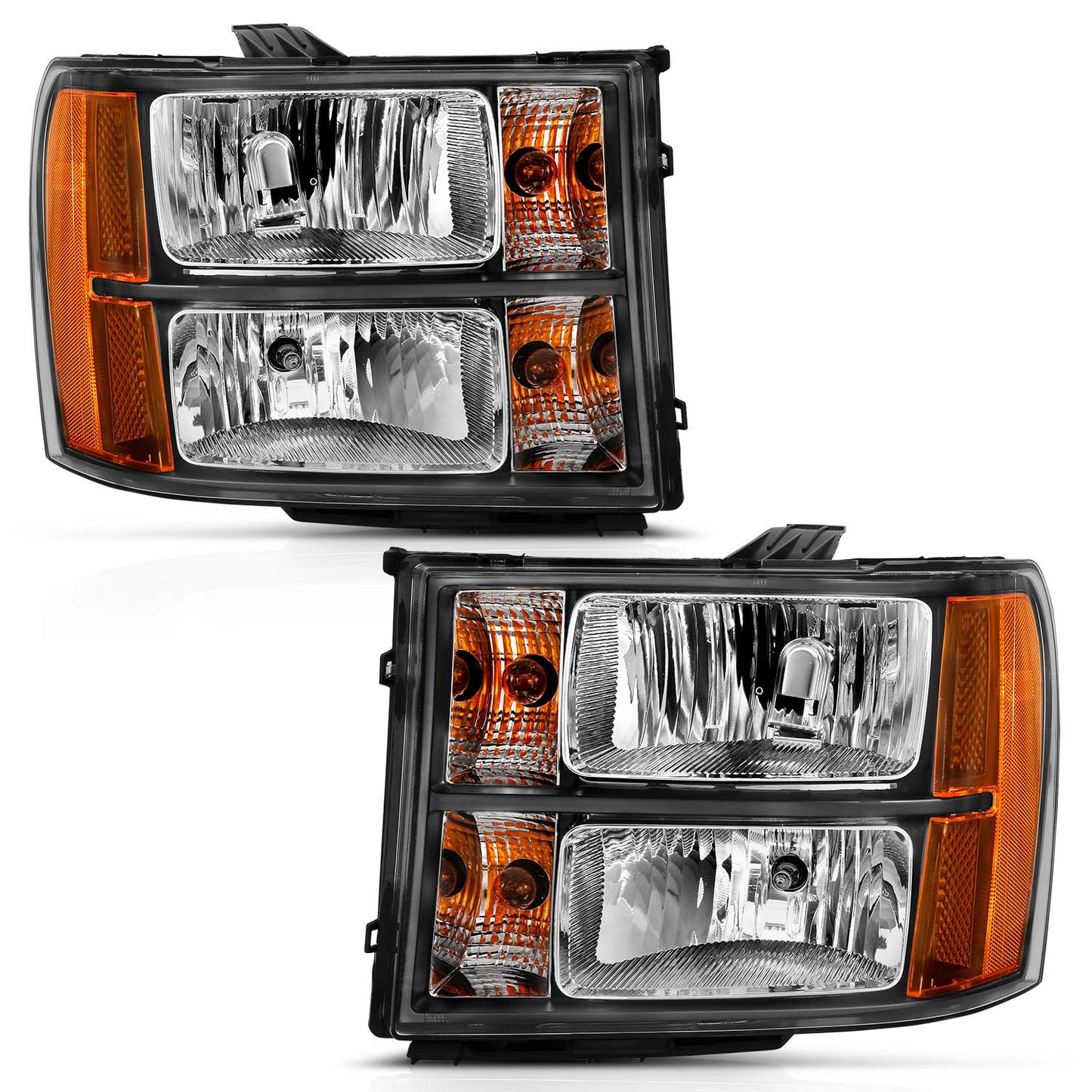 ANZO USA Crystal Headlight Black Amber