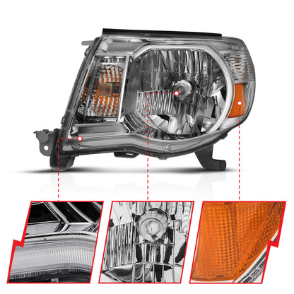 ANZO USA Crystal Headlight Chrome Amber