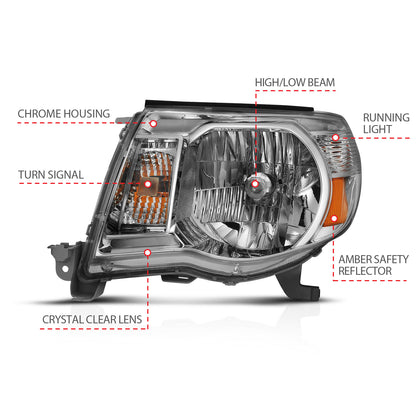 ANZO USA Crystal Headlight Chrome Amber