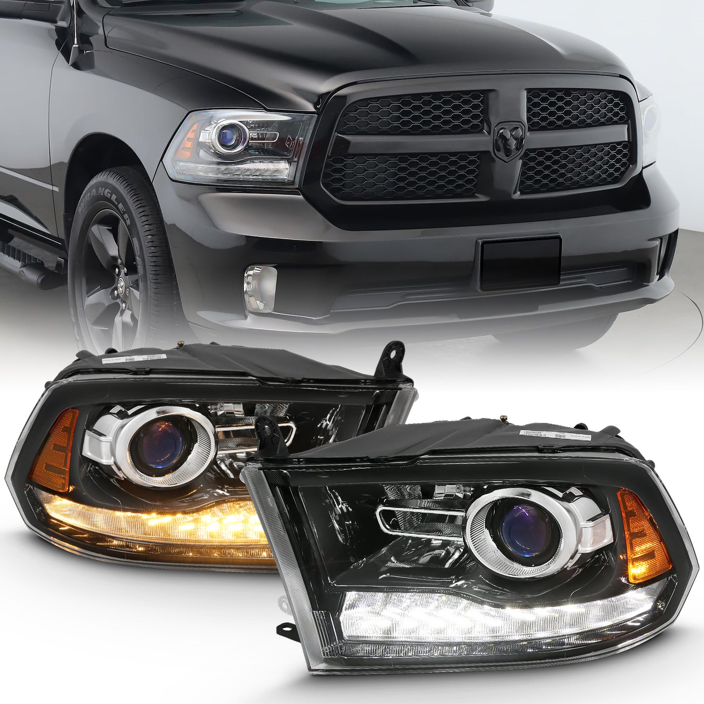 ANZO USA PROJECTOR PLANK STYLE SWITCHBACK H.L HALO BLACK AMBER (OE STYLE)