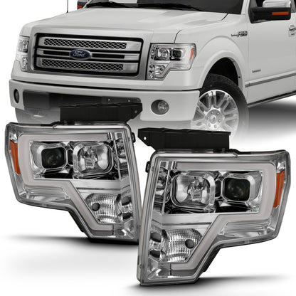ANZO USA Projector Headlights PROJECTOR HEADLIGHT PLANK STYLE CHROME AMBER Pair