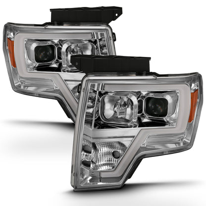 ANZO USA Projector Headlights PROJECTOR HEADLIGHT PLANK STYLE CHROME AMBER Pair