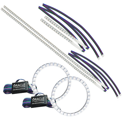 Oracle Lighting The kit does not include a ColorSHIFT(tm) controller. The halo kit uses an advanced LED chip which provides bright light output yet consumes less power. The kit mounts easily to your headlight housing with the provided 3M adhesive backing. by Oracle Lighting