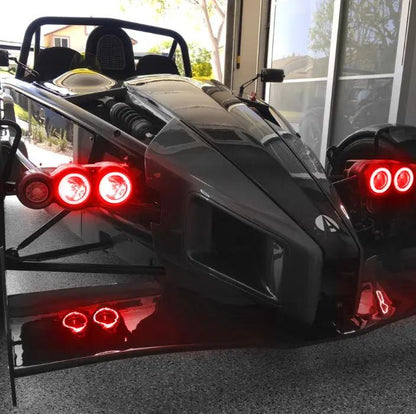 Oracle Lighting The halos are encased in a special polymer resin, making them completely waterproof and install by attaching around the headlight lens. The kit is 12V powered thus can be wired to a switch, controller, or parking lights. by Oracle Lighting