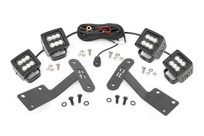 Rough Country LED Light Kit | Ditch Mount | Dual 2" Black Pairs | Flood | Toyota Tundra (14-21) by Rough Country