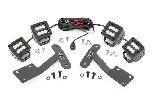 Rough Country LED Light Kit | Ditch Mount | Dual 2" Black Pairs | Flood | Toyota Tundra (14-21)