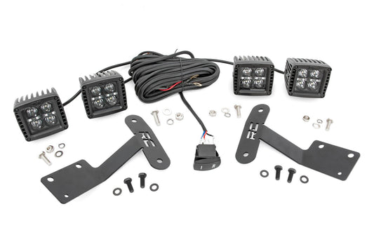 Rough Country LED Light Kit | Ditch Mount | Dual 2" Black Pairs | Amber DRL | Toyota Tundra (14-21)