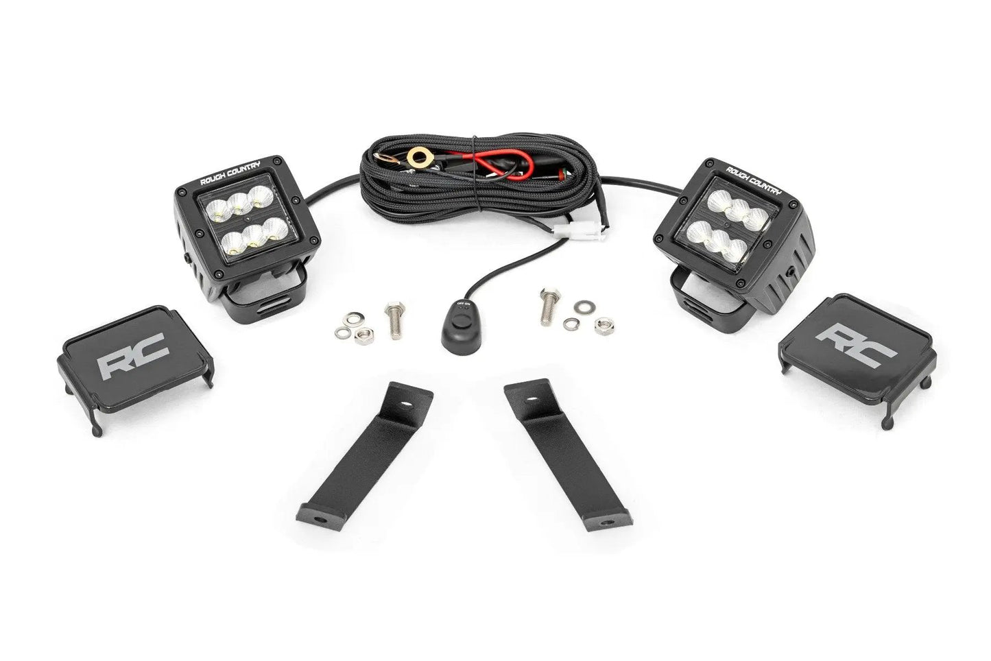 Rough Country LED Light Kit | Ditch Mount | 2" Black Pair | Flood | Jeep Cherokee KL (14-21) by Rough Country