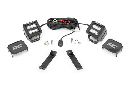 Rough Country LED Light Kit | Ditch Mount | 2" Black Pair | Flood | Jeep Cherokee KL (14-21) by Rough Country