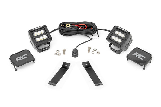 Kit de luces LED | Montaje en hueco del capó | Par de 2" negras | Inundación | Jeep Cherokee KL (14-21)