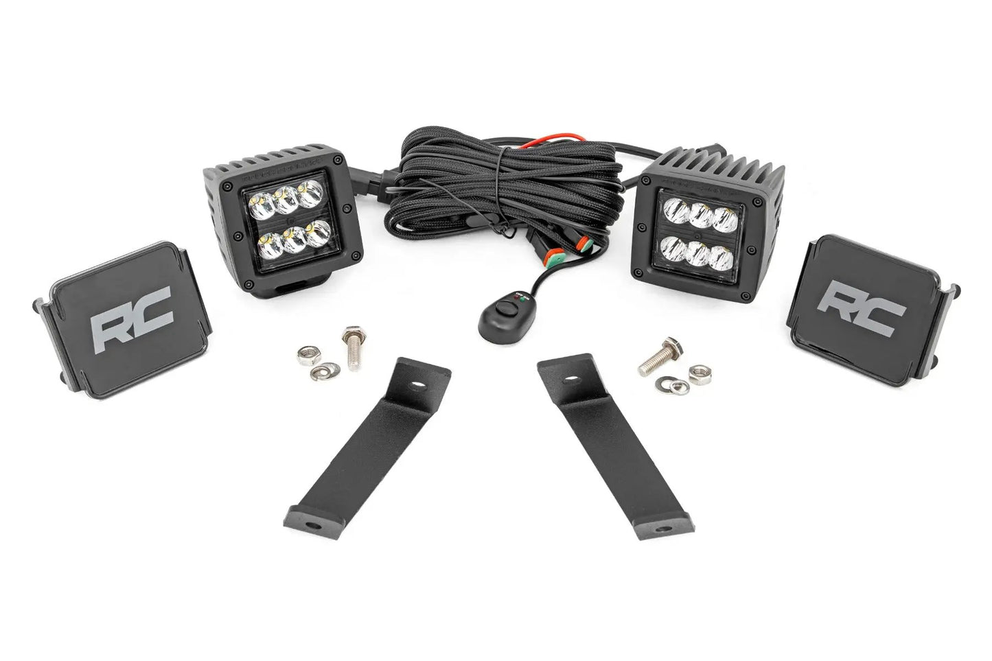 Rough Country LED Light Kit | Ditch Mount | 2" Black Pair | Spot | Jeep Cherokee KL (14-21) by Rough Country