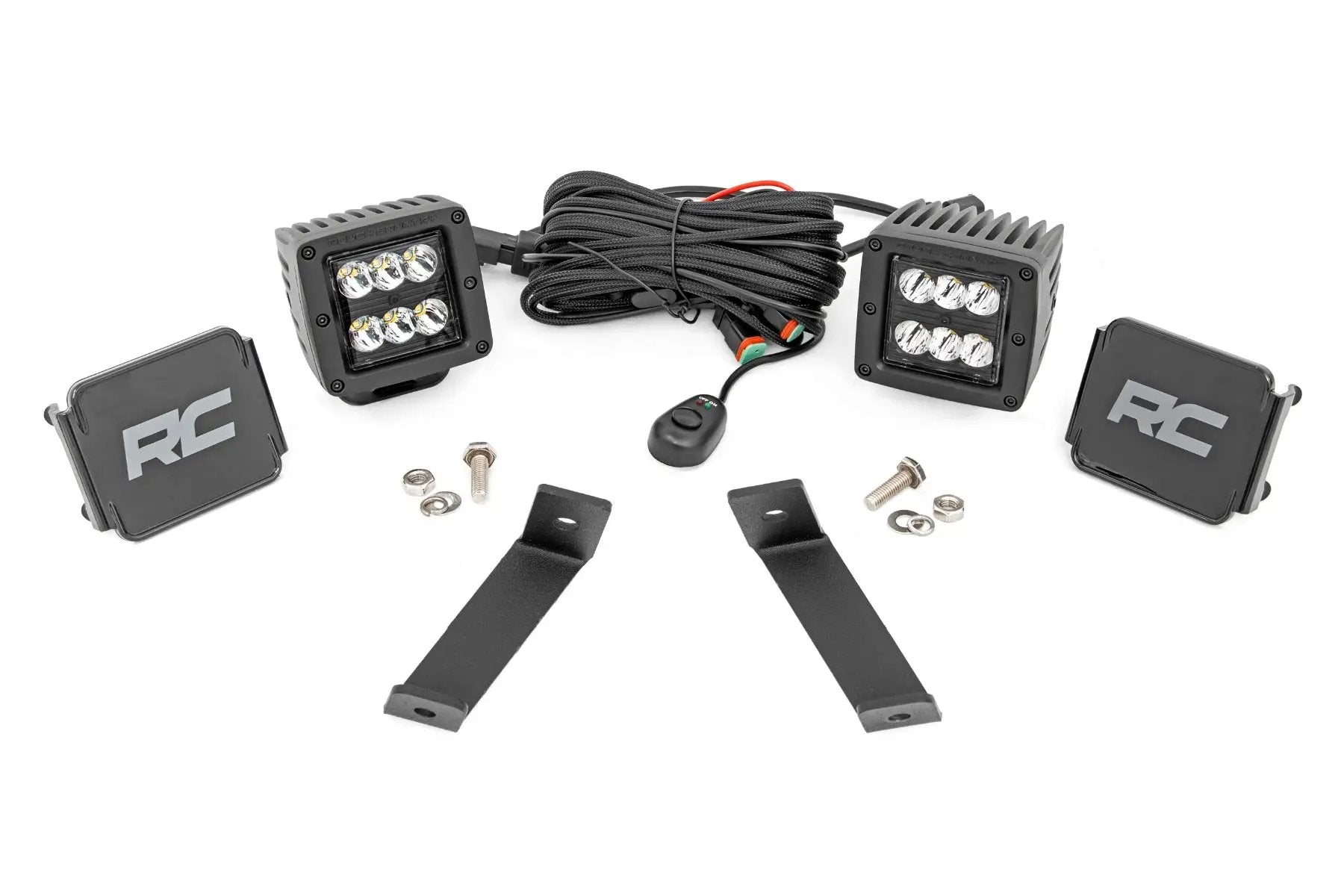 Rough Country LED Light Kit | Ditch Mount | 2" Black Pair | Spot | Jeep Cherokee KL (14-21) by Rough Country